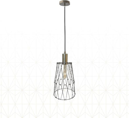 Royal Designs, Inc. Foldable Industrial Metal Pendant Light with Adjustable 7 ft Long Lamp Cord & Canopy, Create 9 Different Shapes, Polished Nickel, Single