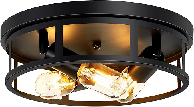 SKEJAO Ceiling Light Fixture,Black Flush Mount Ceiling Light,13 Inch Hallway Light fixtures Ceiling,Light Fixtures Ceiling Mount for Farmhouse,Kitchen (1, 13 inch)