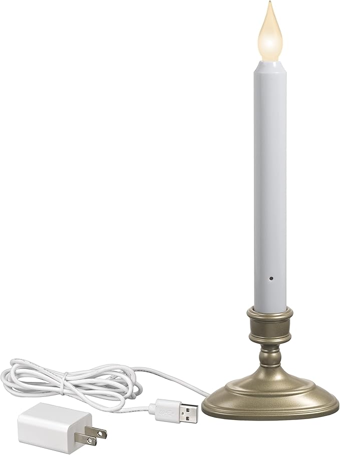 Xodus Innovations FPC1370P-6 Electric LED Plug-in Flameless Window Candle with New Hot Spot Technology and Dusk to Dawn Sensor and Choice of Warm or White Flame Color, Pewter/Silver, Pack of 6