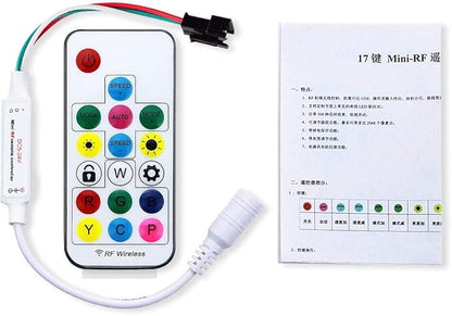 ALITOVE WS2812B WS2811 Addressable LED Controller RF Remote Wireless Mini Controller 5~24V DC for WS2812 WS2811 Dream Color Rainbow RGB LED Pixel Strip Panel Light, 3pin JST Connector 200 Color Modes