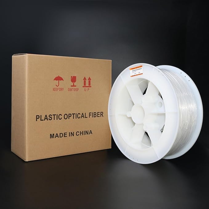 AZIMOM PMMA 0.06in(1.5mm) 2296ft(700Meter) Plastic End Glow Fiber Optic Roll Cable for Fiber Optic Starlight Kits Project Twinkle Star Sky Ceiling Headliner Decor