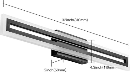 SOLFART Bathroom Vanity Light Fixtures Vanity Lights for Mirror Bathroom Lighting Black Led Light 6000K