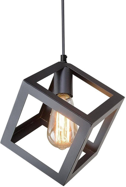 LNC Black Geometric Pendant Lighting, Geometric Modern Square Hanging Light Ceiling Fixture for Kitchen Island, Foyer, Hallway, Bedroom and Entryway