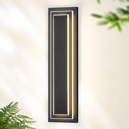 𝟐𝟑.𝟔𝐈𝐍 Modern Outdoor Wall Light,2-Tier Black Exterior Lighting Fixtures,Waterproof Outdoor Front Porch Light,Outside Light Fixtures for House,Garage,Patio,36W 3000K Warm White,1 Pack