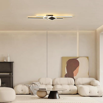 Qcyuui Linear Ceiling Light Modern LED Ceiling Lamp Dimmable Acrylic Ceiling Lighting Fixture with Remote Control for Bedroom Kitchen Dining Room Cloakroom Hallway(45W/39.4in/Linear Square)