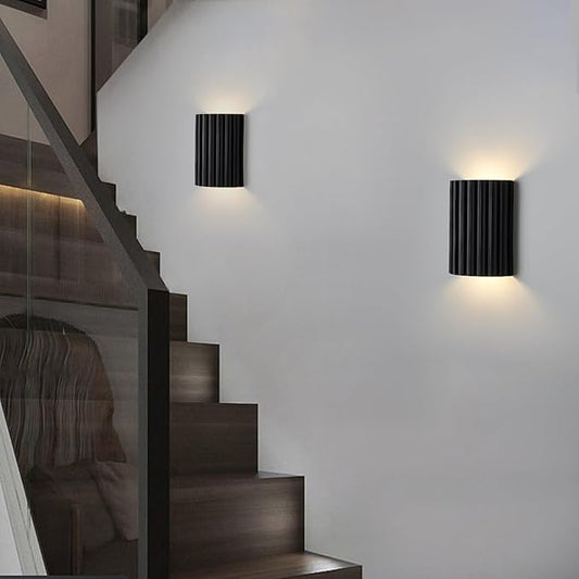 Black Gypsum Modern LED Wall Sconces Wall Lighting Set of 2, Indoor Hardwired Walls Mount Light Fixtures Up Down Lamp for Hallway Bedroom Living Room Dining Room【Bulbs Included】