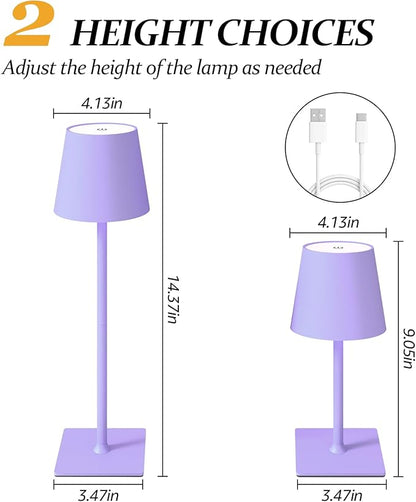 CHLORANTHUS 2 Pack Cordless Table Lamps, 3 Colors Stepless Dimming, 5000mAh Rechargeable Battery LED Desk Lamp for Bedroom/Couple Dinner/Desk/Cafe/Dining Room/Terrace