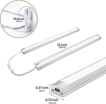 AIBOO Under Cabinet Lighting, Dimmable 12 inch Under Counter Lights, 120V Plug in & Hardwired, Linkable LED Closet Lights for Kitchen, Shelf, Workbench, Desk,Cupboard,Garage (6 PCS),Cold White 6000K