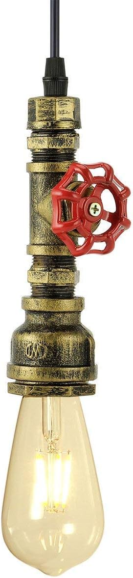 Kawell Vintage Pendant Light Fixtures Industrial Retro Ceiling Chandelier Creative Water Pipe Hanging Light Fixtures Art Deco Iron E26 60W Max for Bedroom Cafe Bar Restaurant Kitchen, Bronze Color