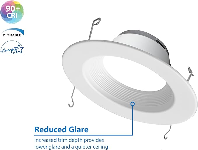 NICOR Lighting DLR56 (v5) 5in/6in 800 Lumen Recessed LED Downlight, 2700K White Baffle (DLR565081202KWHBF)