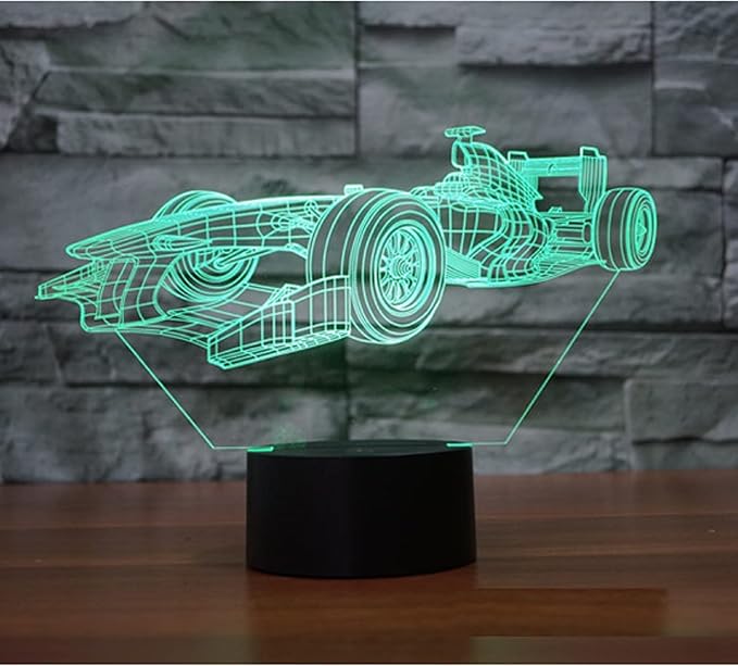3D Racing Car LED Night Light, 16 Color Changing Lamp with Remote Control, Birthday Gift