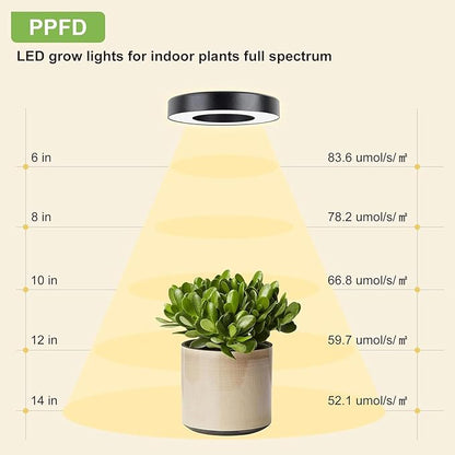 Banax LED Grow Light for Indoor Plants 144 LEDs, Tri-Head Ring Design, 5V/2A 10 Brightness Levels, 3/9/12H Timer, Ideal for Herbs, Succulents & Seedlings（Black）