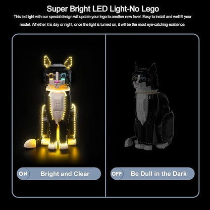 BrickBling LED Light Compatible with L-e-g-o Tuxedo Cat,Gift Idea for Animal-Lovers Who own 21349-Not Included The Model