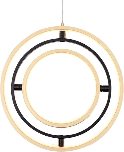 Modern LED Chandelier DIY Creative Chandelier Adjustable Hanging Round Ring 3 Ring 4000K Warm White Light Fixture for Dining Room Bedroom Kitchen Island Hall Black Gold (D = 11.8")