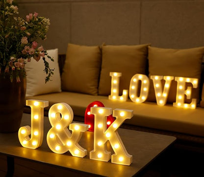 Small Led Marquee Letters, Light Up Letters, 8.58 Inch Led Letter Lights, Battery Powered Lighted Sign for Table, Party, Birthday, Christmas Decor (Letter &)