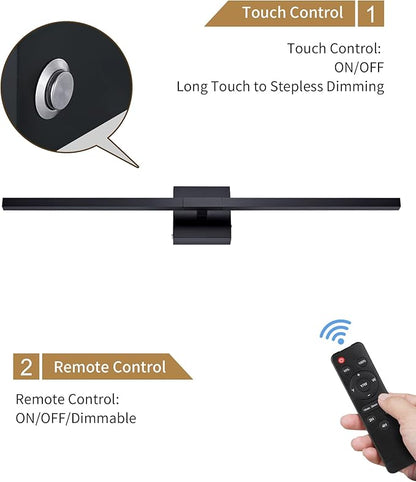 Rayogale 40 Inch 8000mAh Rechargeable Battery Operated Wall Sconce Set of Two, Cordless, 3000K/4500K/6000K, Dimmable, Timer, Remote, Touch Control, USB-C Charging, 360° Rotation for Living Room Black