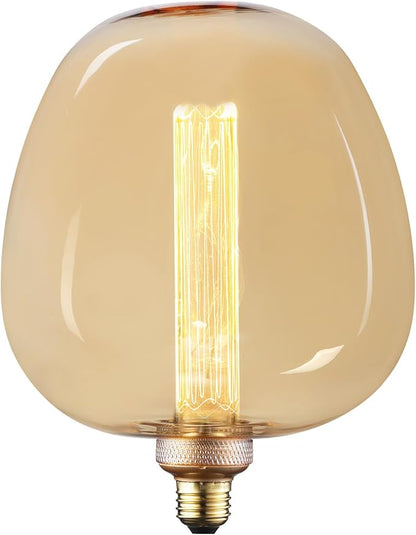 ESCENA Streamline Shape Series LED Decorative Light Bulb, Bubble Ultra-Large Vintage Edison Bulb Dimmable 3.5W, E26, Unique Virtual Filament Vintage Bulbs, Amber Glass, 2000K Soft Warm, UL Listed