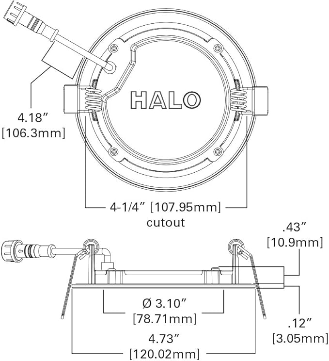 HALO HLB 4 inch LED Recessed Light, Thin Canless w/Selectable Color Temperatures, 0-10V Dimming, 120-277V Input - HLB4069FSE010MWR