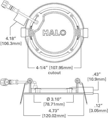 HALO HLB 4 inch LED Recessed Light, Thin Canless w/Selectable Color Temperatures, 0-10V Dimming, 120-277V Input - HLB4069FSE010MWR