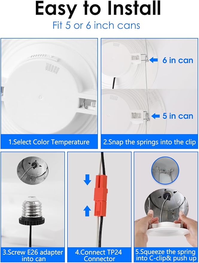 Energetic 5CCT Retrofit Recessed Ceiling Lighting (24 Pack, 5/6 inch)