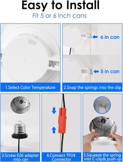Energetic 5CCT Retrofit Recessed Ceiling Lighting (24 Pack, 5/6 inch)