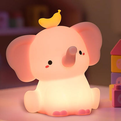 Attivolife Elephant Night Light for Kids, Cute Elephant Nursery Silicone Lamp, Rechargeable Animal Themed Room Bedside Decor Nightlight with Dimmable Timer, Gifts for Toddler Girl Teen Birthday Xmas