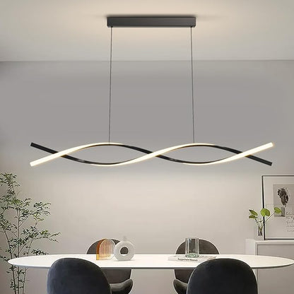 Modern Kitchen Island Pendant Lights, 47in LED Chandelier Fixture Dimmable 3000k-6000K Color, Aluminum Island Lighting Lamp for Dining Room, Billiard Room