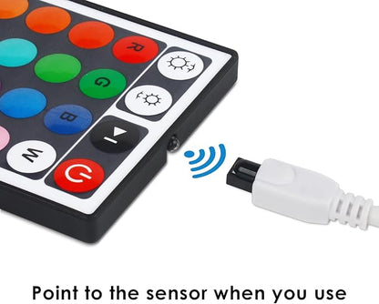 RGBZONE 4PIN RGB LED Controller, 2 Ports Low Voltage LED Controller, 44-Keys Wireless IR Remote Control, DC12V-24V 5050 2835 3528 LED Strip Lights