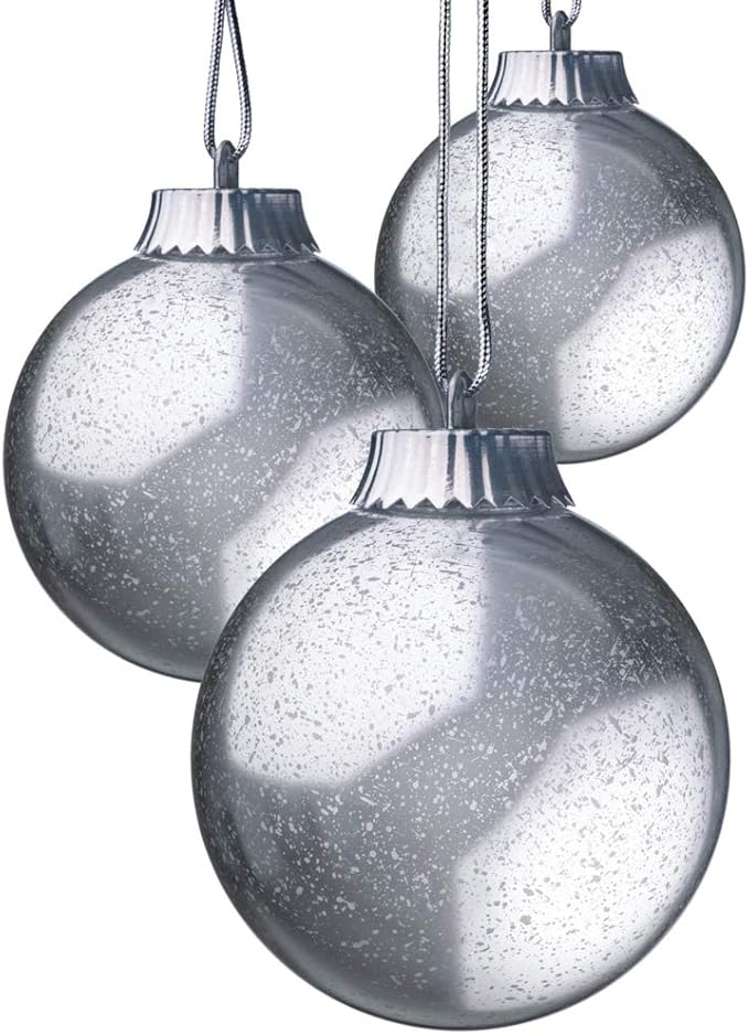 Xodus Innovations WP540-3 Outdoor LED Ornament, Battery Powered Pulsing Globe Sphere Lights with Dusk Sensor (Pack of 3) (Silver)