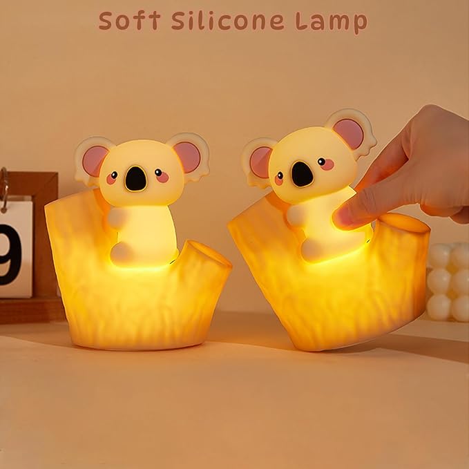 Night Light for Kids, Cute Koala Silicone Night Light, Bedside Lamp with 30/60min Timer, Touch Control Dimmable Lamp, LED 7 Colors Rechargeable Lamp for Toddler Boys Girls Room Christmas Decor (Koala)