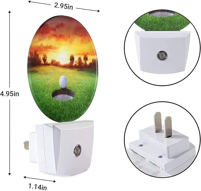 EKOBLA Golf Ball Plug-in Night Light, Golf Course Grassland LED Nightlight with Auto Sensor for Bedroom & Bathroom
