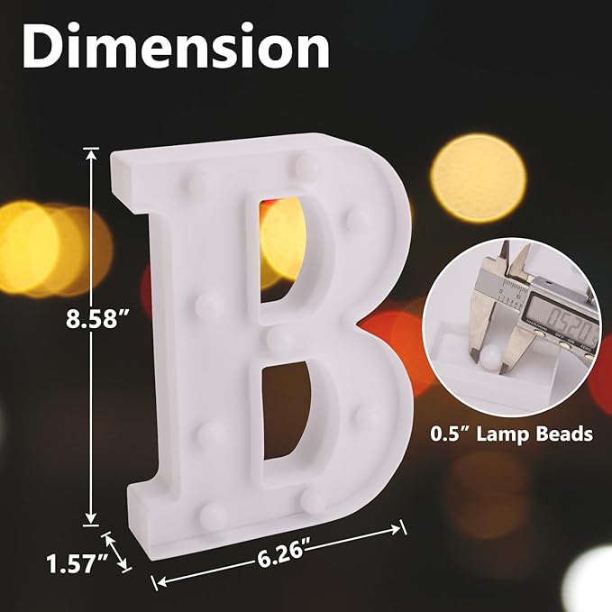LED Marquee Sign Light Up Letters, Alphabet Light Up Letters Sign, Battery Powered LED Letter Lights for Night Light, Wedding, Birthday, Party, Christmas or Home Decor (Letter B)