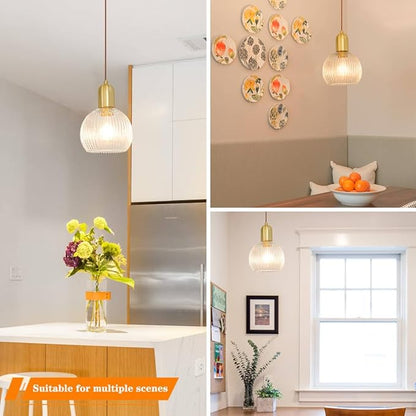 2 Pack Gold Pendant Lights For Kitchen, Modern Pendant Lights Kitchen Island Bathroom Pendant With 7.8" Clear Glass Shade- Dual Mount Ceiling & Hanging Fixtures, Adjustable Cord 11.8-59'' For Decor