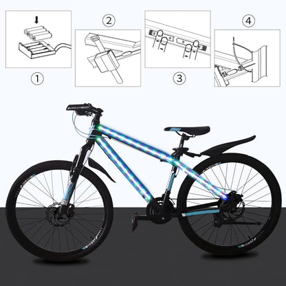Bike Lights LED Bicycle Frame Light for Night Riding,Waterproof Strip Light Battery Powered with RGB Color, Bright Decoration Lights for Scooter,Trike,Bike Lighting Accessories