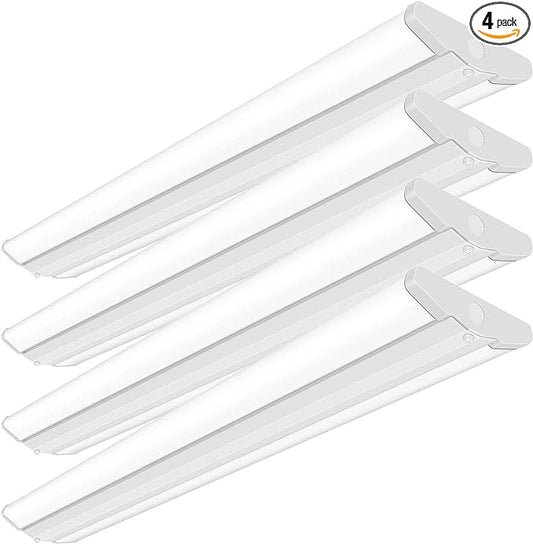 ANTLUX 4FT LED Wraparound Light Fixture 50W Ultra Slim LED Shop Lights for Garage, No Glare, 5500 Lumens, 5000K, 4 Foot Flush Mount Office Ceiling Wrap Light for Workshop Kitchen, 4 Pack