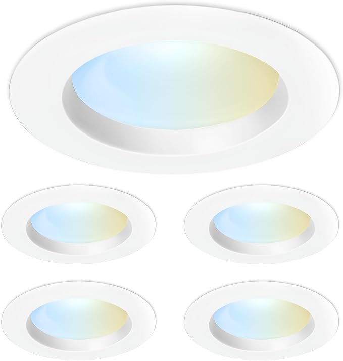 Feit Electric 4 Inch LED Recessed Downlight with Lumen Select, 75W Equivalent, Dimmable, 775 Lumens, 5CCT Selectable White 2700K–5000K, 90+ CRI, 50,000-Hour Lifetime, LEDR4HO/6WYCA/4, 4 Pack