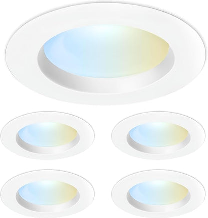 Feit Electric 4 Inch LED Recessed Downlight with Lumen Select, 75W Equivalent, Dimmable, 775 Lumens, 5CCT Selectable White 2700K–5000K, 90+ CRI, 50,000-Hour Lifetime, LEDR4HO/6WYCA/4, 4 Pack