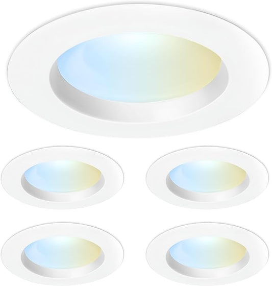 Feit Electric 4 Inch LED Recessed Downlight with Lumen Select, 75W Equivalent, Dimmable, 775 Lumens, 5CCT Selectable White 2700K–5000K, 90+ CRI, 50,000-Hour Lifetime, LEDR4HO/6WYCA/4, 4 Pack