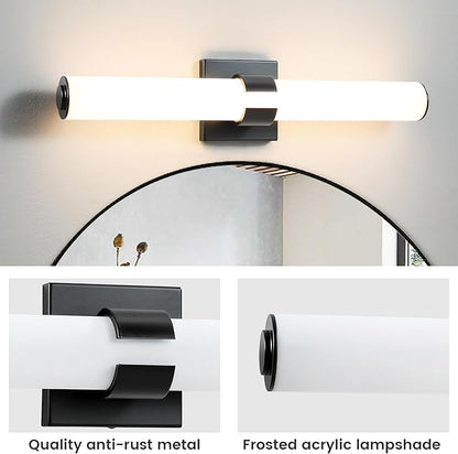 AIJIASI Black Vanity Lights for Bathroom, 22.8 Inch LED Vanity Light Modern Bathroom Light Fixtures, 18W Sconces Wall Lighting with Acrylic Shade for Mirror Bedroom Living Room Hallway 3000K