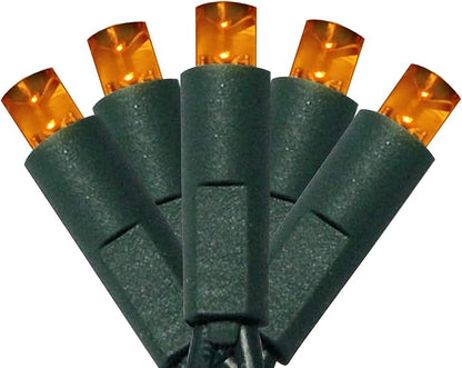 UL Listed 50 Count 5MM Wide Angle Led Christmas Lights Set,Outdoor Mini Led String Lights for Garden Patio Trees Lighting Decoration,17 Feet Green Wire (Orange Color)