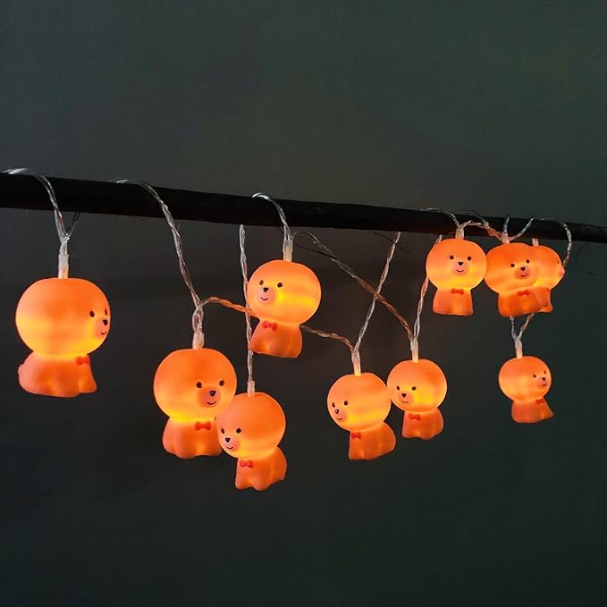 1.65M Cute Animal Dog Shape 10 Led Painted Dog Fairy Lights Lucky Puppy String Lights USB Powered for Halloween Christmas Thanksgiving Home Party Children Kids Bedroom Decoration (Lucky Puppy)