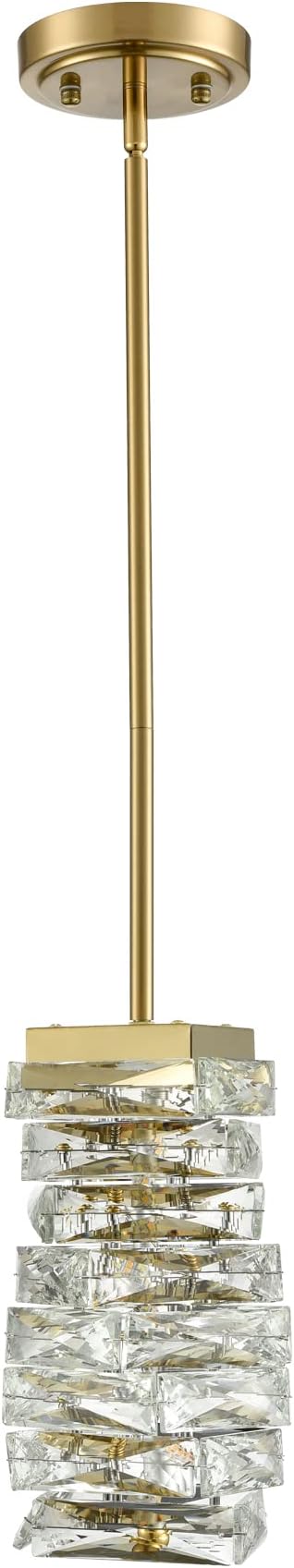 Modern Crystal Pendant Light Gold Pendant Lighting for Kitchen Island LED Rod-Hung Mini Pendant Lights Bathroom, 8W, 4000K, NOT Dimmable
