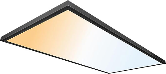 Ultralux 2x4 ft Surface Mount Ceiling Light Panel – Slim, Edge Lit, Flush Mount Flat Panel for Kitchen, Home & Office - TRIAC Dimmable, 3CCT Adjustable Color Temperature (Matte Black, 1 Pack)