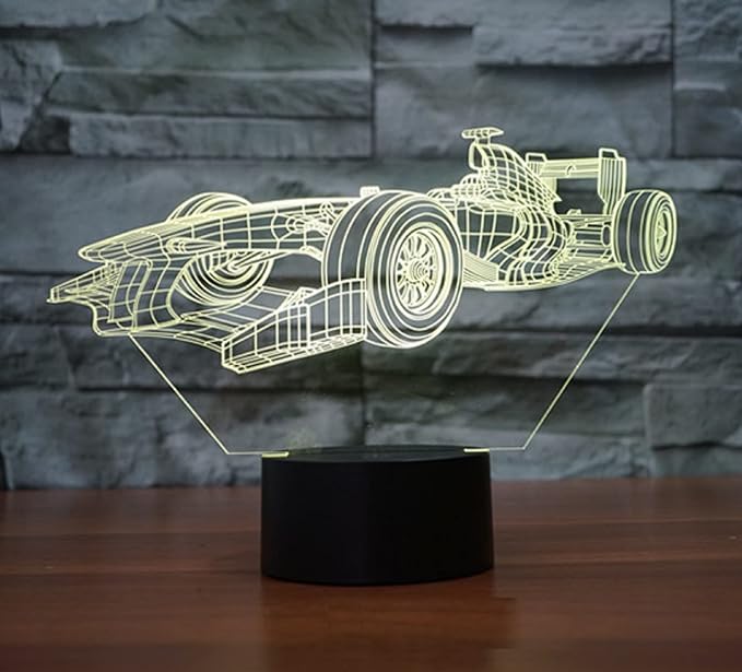 3D Racing Car LED Night Light, 16 Color Changing Lamp with Remote Control, Birthday Gift