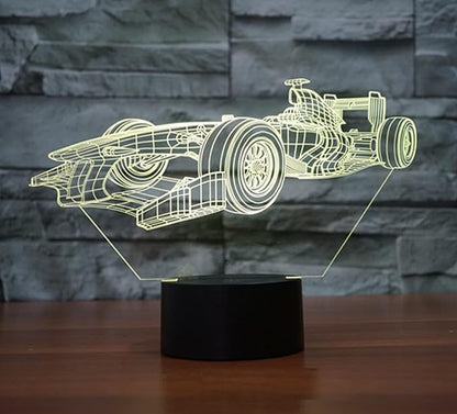 3D Racing Car LED Night Light, 16 Color Changing Lamp with Remote Control, Birthday Gift