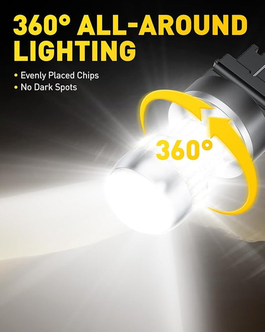 AUXITO 3157 LED Bulb White Reverse Lights, Super Bright 3156 3056 3057 4157 3047 4057 3457 4114 LED Bulb with Projector for Backup Reverse DRL Signal Parking Brake Tail Lights, Pack of 2