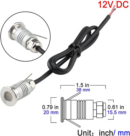 LED Mini In-Ground Starlight, 1W 12V DC Low Voltage Recessed Well Light, IP67 Waterproof, Buried Underground Marker Outdoor Landscape Lighting,Warm White 3000K (12V DC, 1 Pack)
