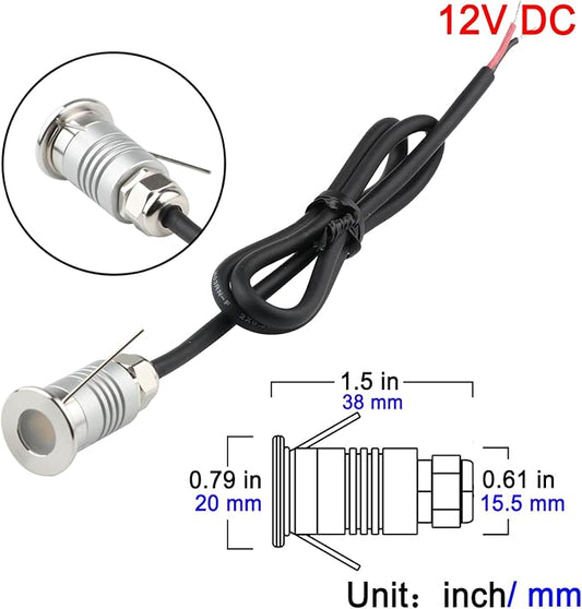 LED Mini In-Ground Starlight, 1W 12V DC Low Voltage Recessed Well Light, IP67 Waterproof, Buried Underground Marker Outdoor Landscape Lighting,Warm White 3000K (12V DC, 10 Pack)