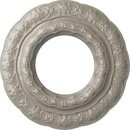 Ekena Millwork CM15LIPWS 15-3/8" x 7" x 1" Lisbon Ceiling Medallion, Pearl White