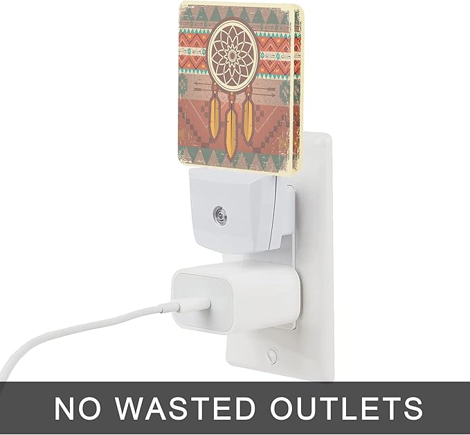 Dream Catcher Night Light,Ethnic Ornament Plug-in Night Lights with Dusk-to-Dawn Sensor for Stairway/Hallway/Bedroom 0.5W Sleep Friendly lamp for Women/Girls/Boys Gift
